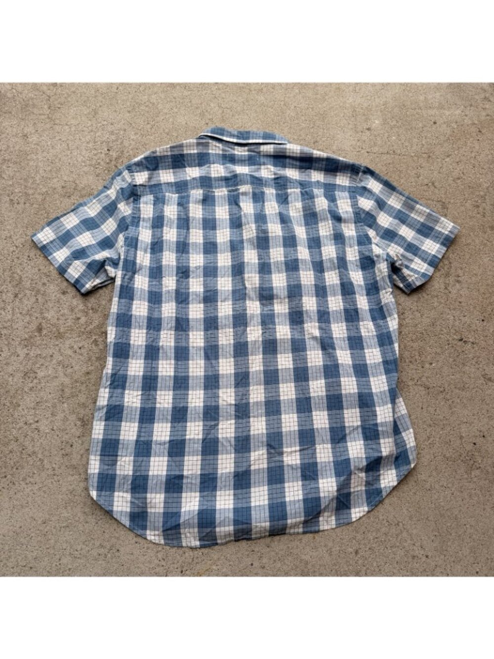 Outerknown Short Sleeve Button Up Camp Shirt Mens Size Large Plaid Blue - Picture 7 of 10